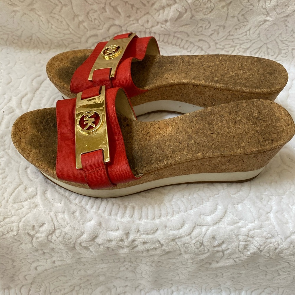 Michael Kors Warren Leather strap Cork Wedges